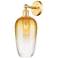 Edison Brookhaven Flute 17" High Satin Gold Sconce With Amber Shade