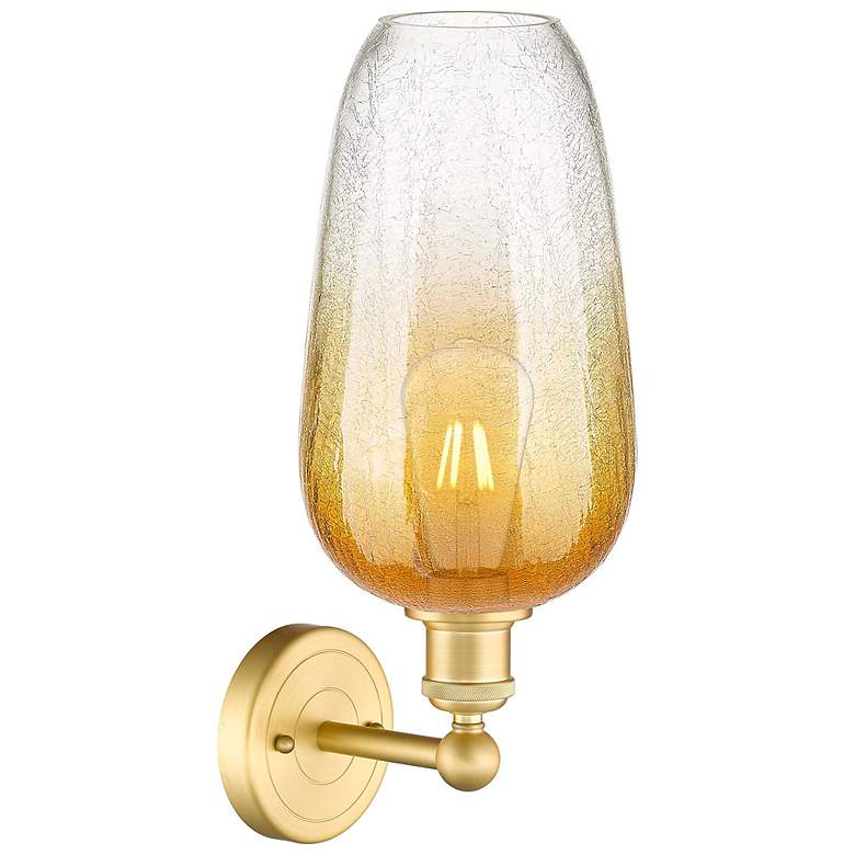 Image 2 Edison Brookhaven Flute 17" High Satin Gold Sconce With Amber Shade more views