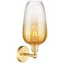 2_Edison Brookhaven Flute 17" High Satin Gold Sconce With Amber Shade more views