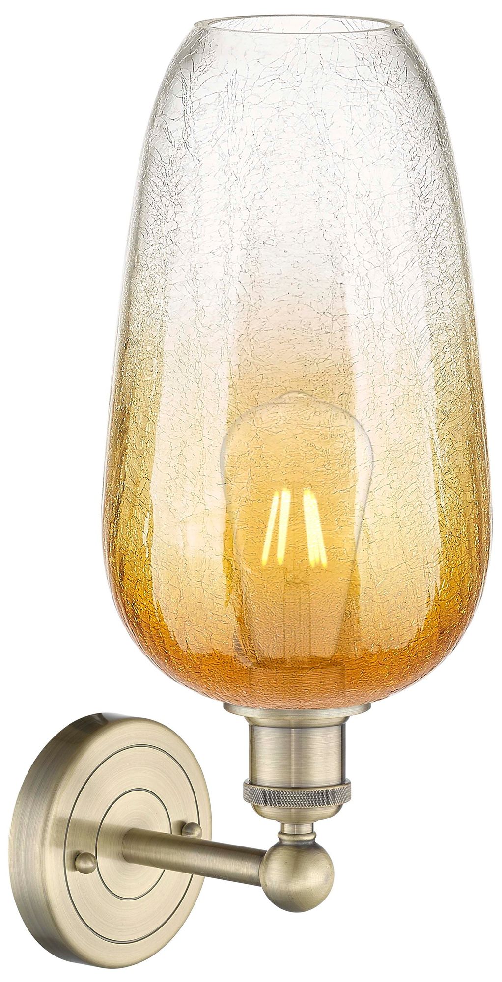 Image 2 Edison Brookhaven Flute 17" High Antique Brass Sconce With Amber Shade more views