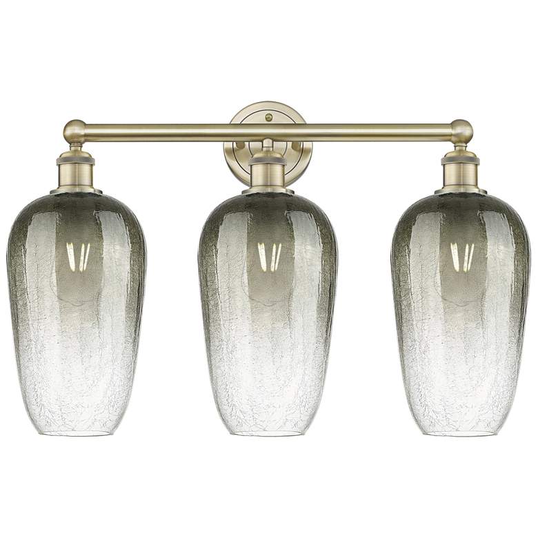 Image 1 Edison Brookhaven Flute 25"W 3 Light Brass Vanity Light w/ Slate Shade