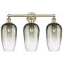 1_Edison Brookhaven Flute 25"W 3 Light Brass Vanity Light w/ Slate Shade