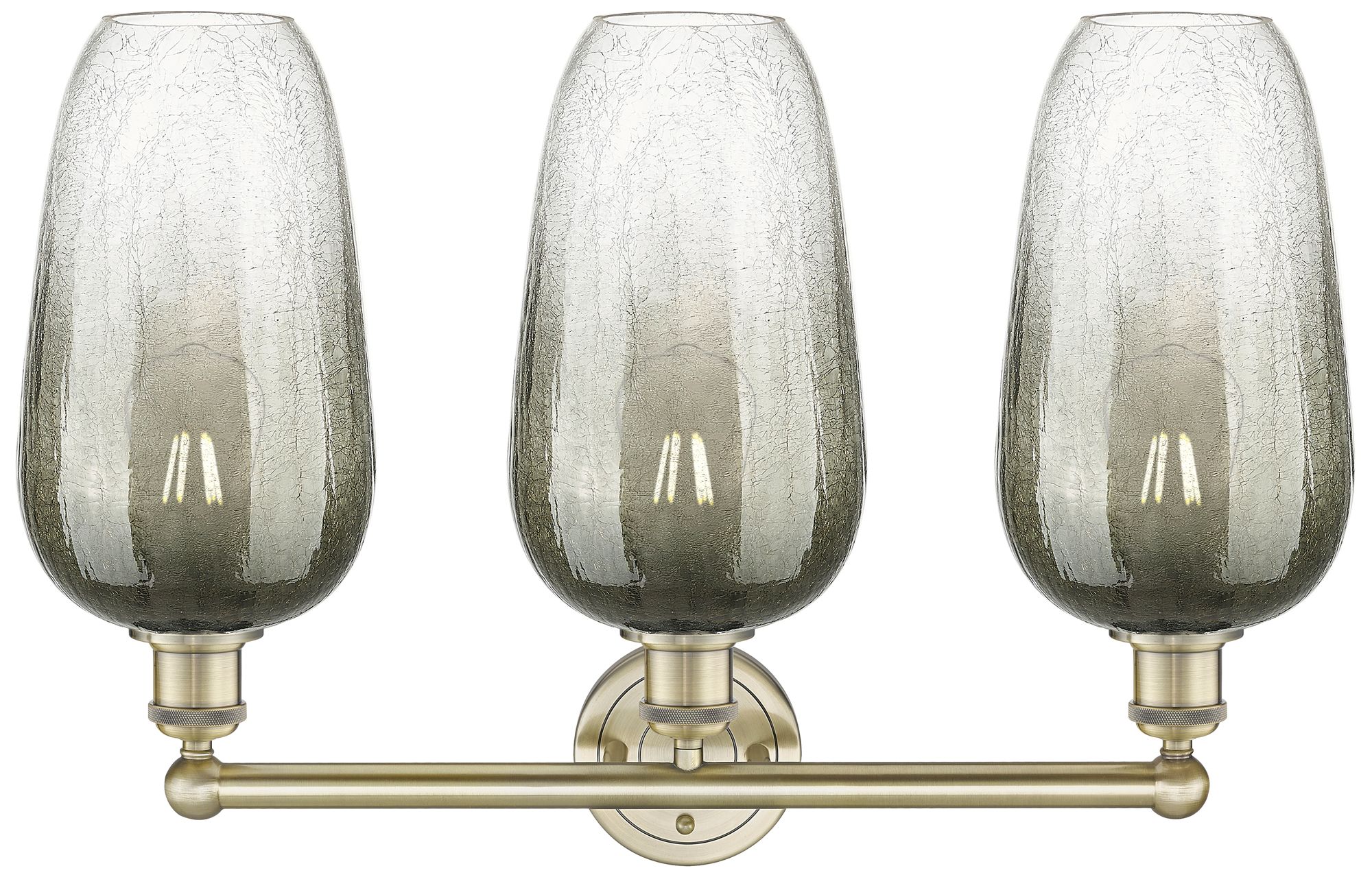 Image 2 Edison Brookhaven Flute 25"W 3 Light Brass Vanity Light w/ Slate Shade more views