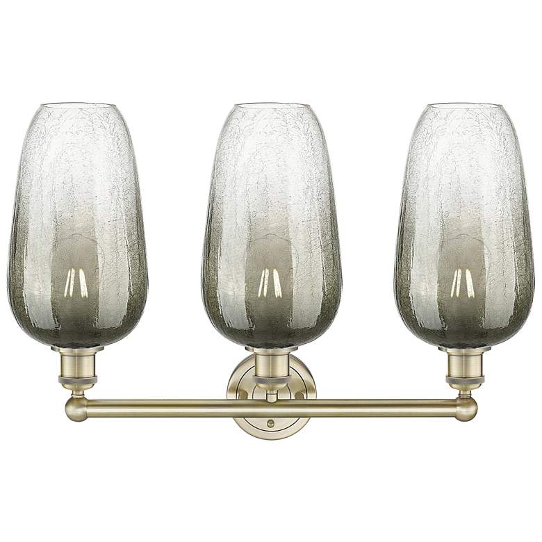 Image 2 Edison Brookhaven Flute 25"W 3 Light Brass Vanity Light w/ Slate Shade more views