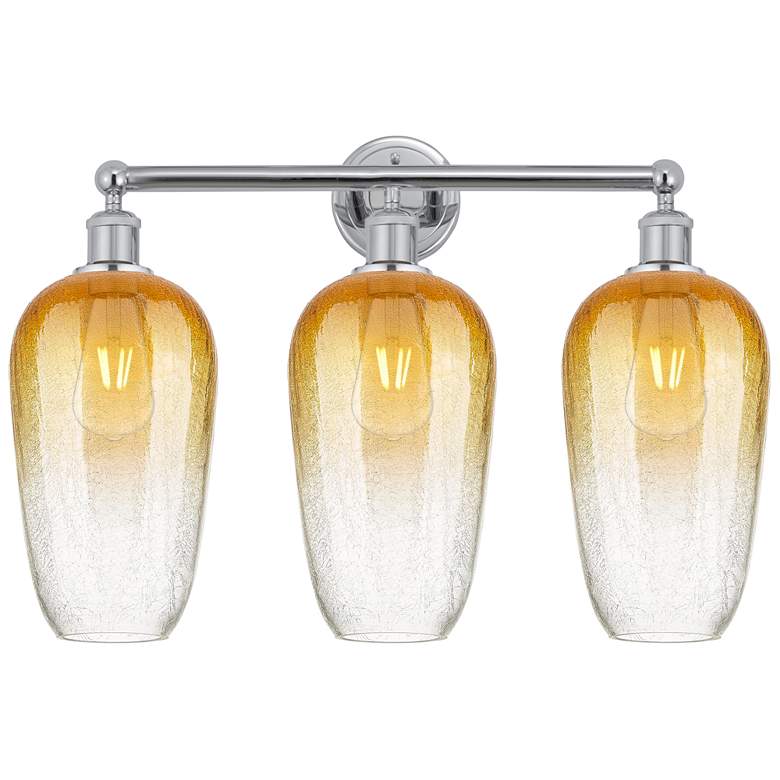 Image 1 Edison Brookhaven Flute 25"W 3 Light Chrome Bath Light w/ Amber Shade
