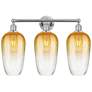 1_Edison Brookhaven Flute 25"W 3 Light Chrome Bath Light w/ Amber Shade