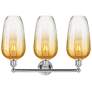 2_Edison Brookhaven Flute 25"W 3 Light Chrome Bath Light w/ Amber Shade more views