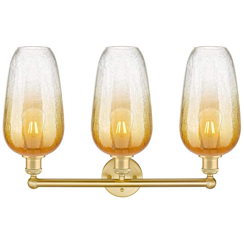 Image 2 Edison Brookhaven Flute 25"W 3 Light Gold Vanity Light w/ Amber Shade more views