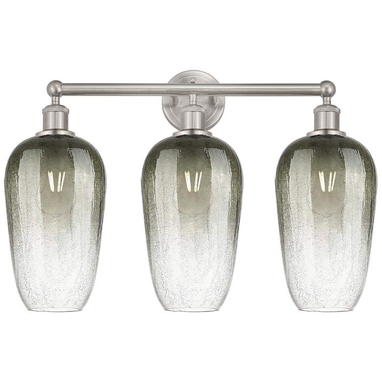 Image 1 Edison Brookhaven Flute 25"W 3 Light Nickel Bath Light w/ Slate Shade