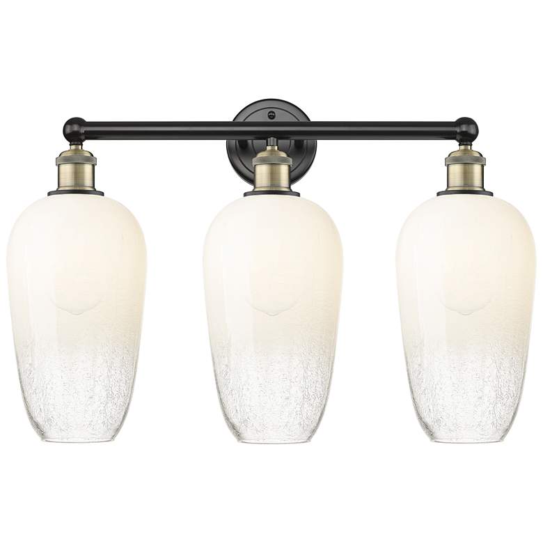 Image 1 Edison Brookhaven Flute 25"W 3-Lt Black Brass Bath Light w/ Opal Shade