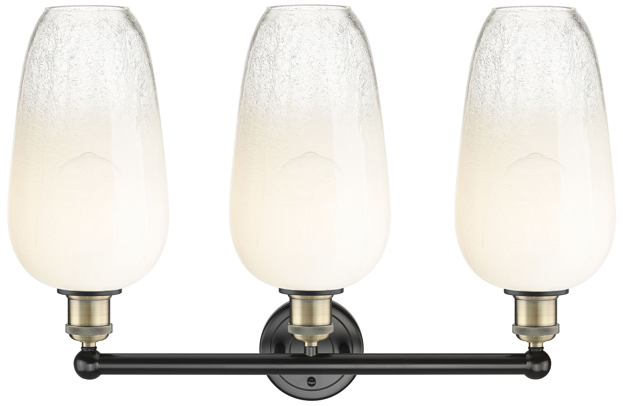 Image 2 Edison Brookhaven Flute 25"W 3-Lt Black Brass Bath Light w/ Opal Shade more views