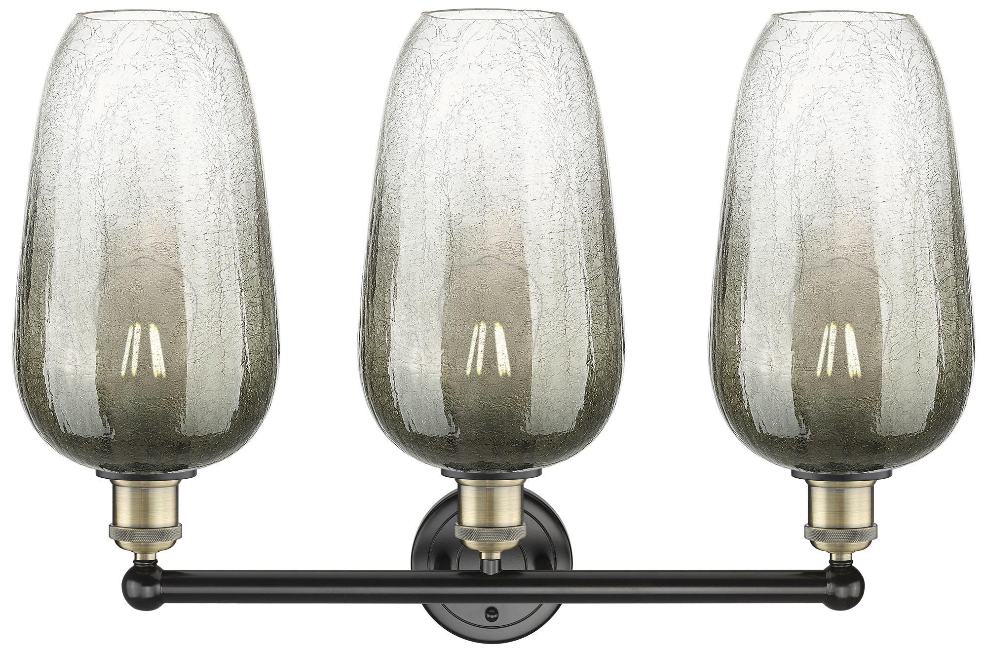 Image 2 Edison Brookhaven Flute 25"W 3-Lt Black Brass Vanity w/ Slate Shade more views