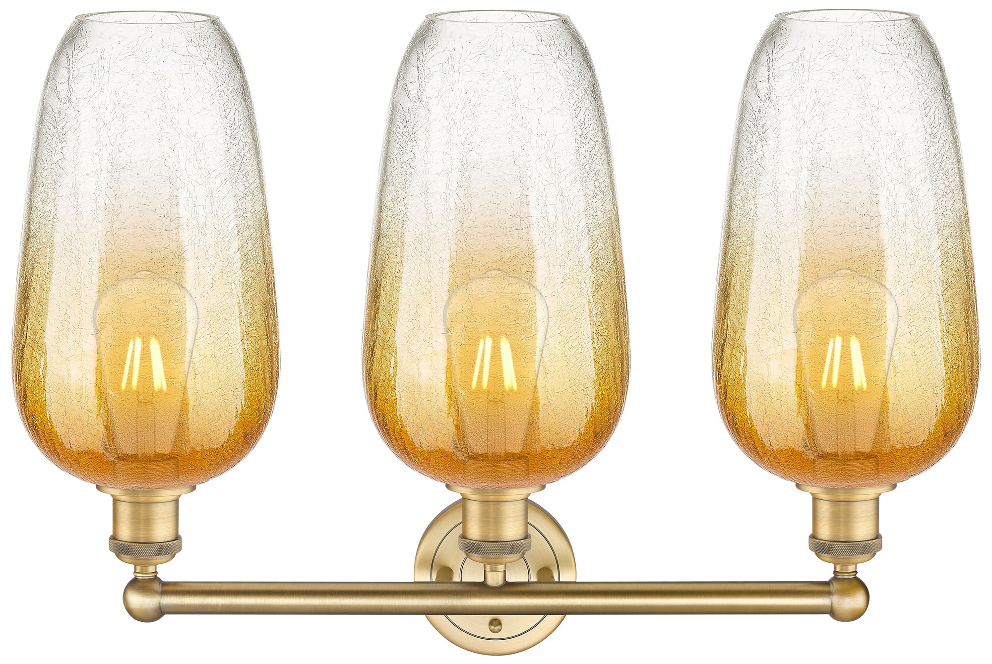 Image 2 Edison Brookhaven Flute 25"W 3-Lt Brushed Brass Vanity w/ Amber Shade more views