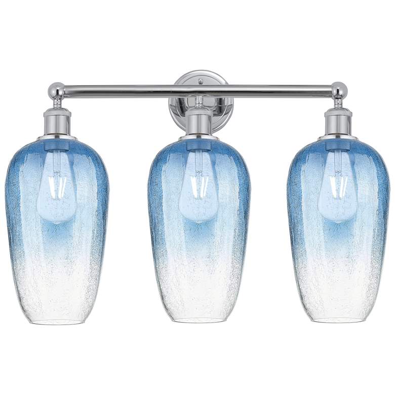 Image 1 Edison Brookhaven Flute 25"W 3-Lt Chrome Bath Light w/ Sapphire Shade