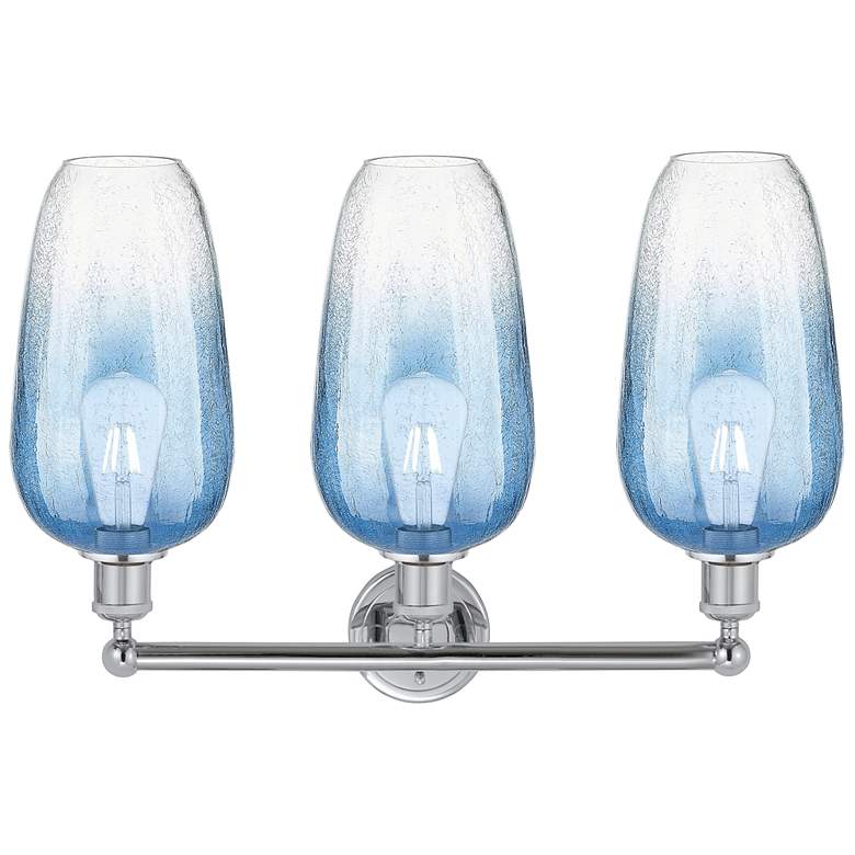 Image 2 Edison Brookhaven Flute 25"W 3-Lt Chrome Bath Light w/ Sapphire Shade more views