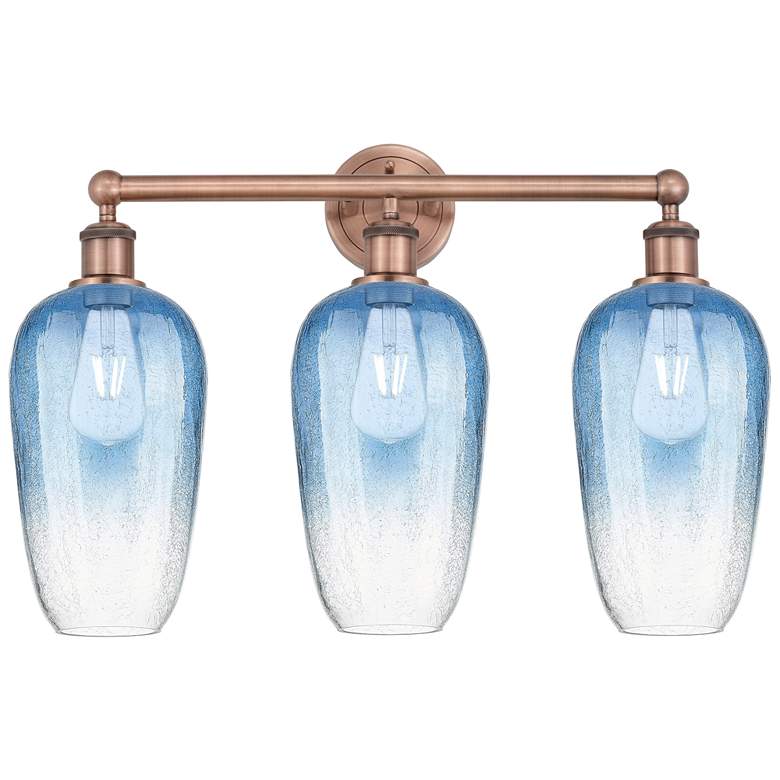 Image 1 Edison Brookhaven Flute 25"W 3-Lt Copper Bath Light w/ Sapphire Shade