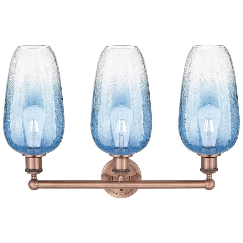 Image 2 Edison Brookhaven Flute 25"W 3-Lt Copper Bath Light w/ Sapphire Shade more views