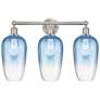 1_Edison Brookhaven Flute 25"W 3-Lt Nickel Bath Light w/ Sapphire Shade