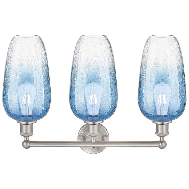 Image 2 Edison Brookhaven Flute 25"W 3-Lt Nickel Bath Light w/ Sapphire Shade more views