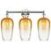Edison Brookhaven Flute 25"W 3-Lt Polished Nickel Vanity w/ Amber Shade