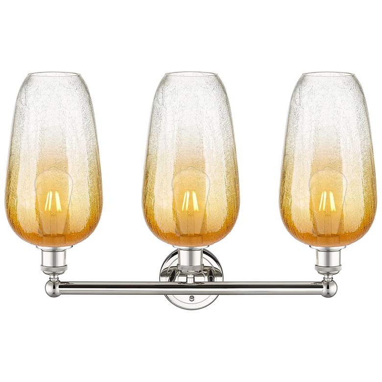 Image 2 Edison Brookhaven Flute 25"W 3-Lt Polished Nickel Vanity w/ Amber Shade more views