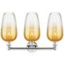 2_Edison Brookhaven Flute 25"W 3-Lt Polished Nickel Vanity w/ Amber Shade more views