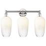 1_Edison Brookhaven Flute 25"W 3-Lt Polished Nickel Vanity w/ Opal Shade