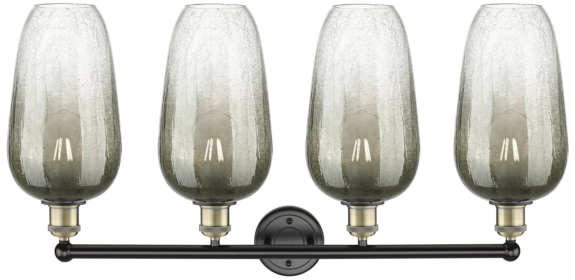 Image 2 Edison Brookhaven Flute 34"W 4 Light Black Brass Vanity w/ Slate Shade more views