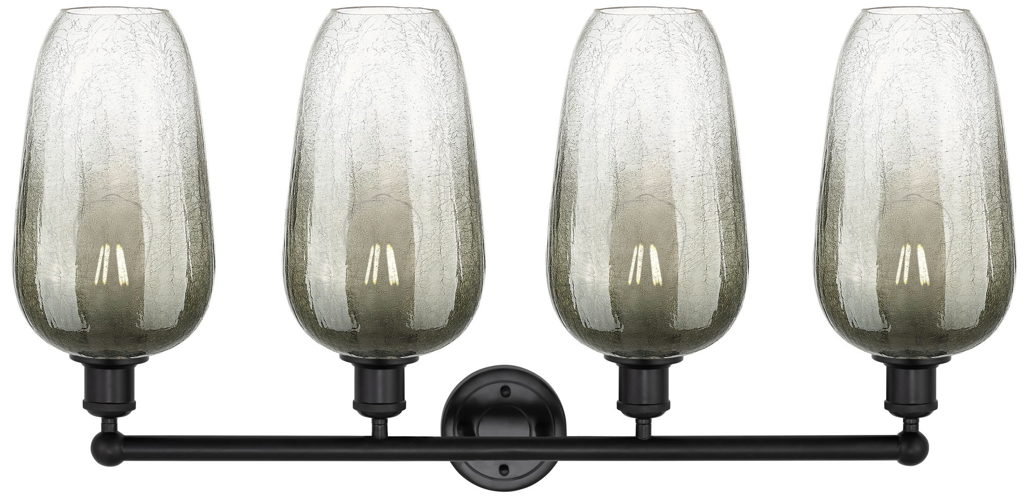 Image 2 Edison Brookhaven Flute 34"W 4 Light Black Vanity Light w/ Slate Shade more views