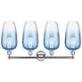 Edison Brookhaven Flute 34"W 4 Light Chrome Vanity w/ Sapphire Shade