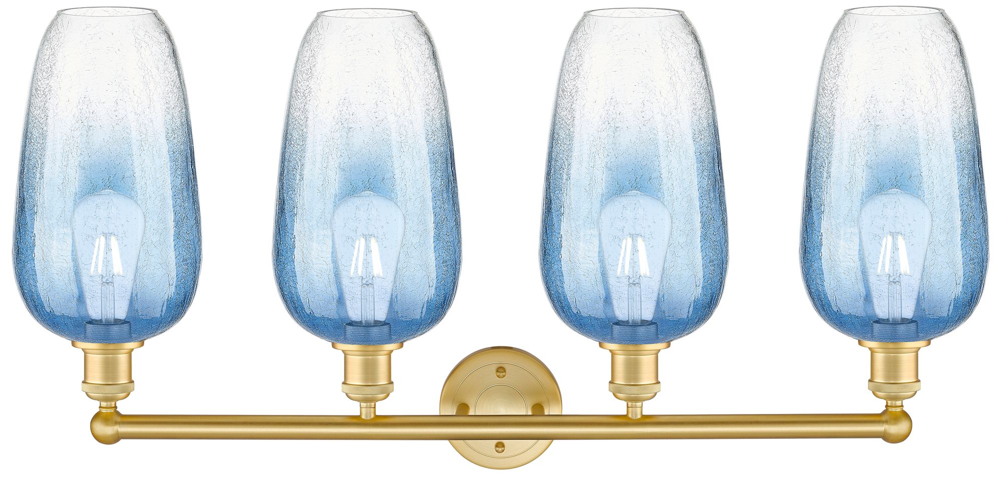 Image 2 Edison Brookhaven Flute 34"W 4 Light Gold Bath Light w/ Sapphire Shade more views