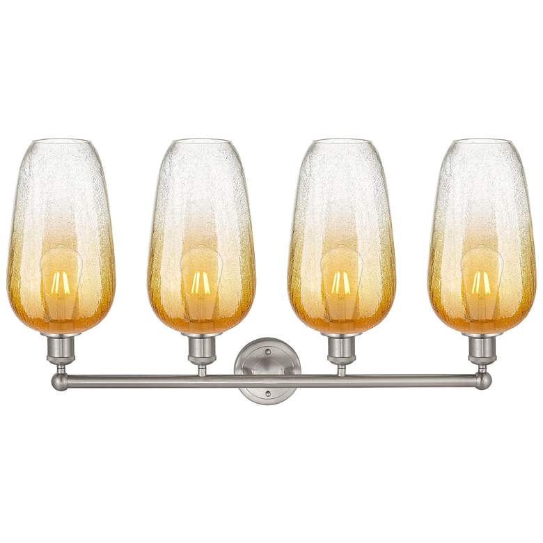 Image 2 Edison Brookhaven Flute 34"W 4 Light Nickel Bath Light w/ Amber Shade more views