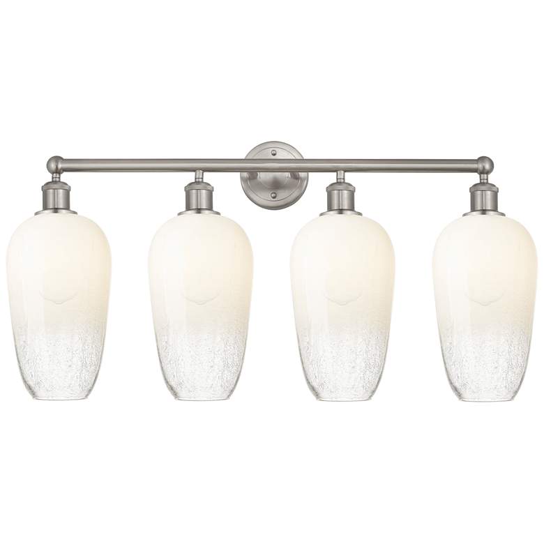 Image 1 Edison Brookhaven Flute 34"W 4 Light Nickel Bath Light w/ Opal Shade