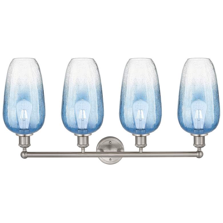 Image 2 Edison Brookhaven Flute 34"W 4 Light Nickel Vanity w/ Sapphire Shade more views