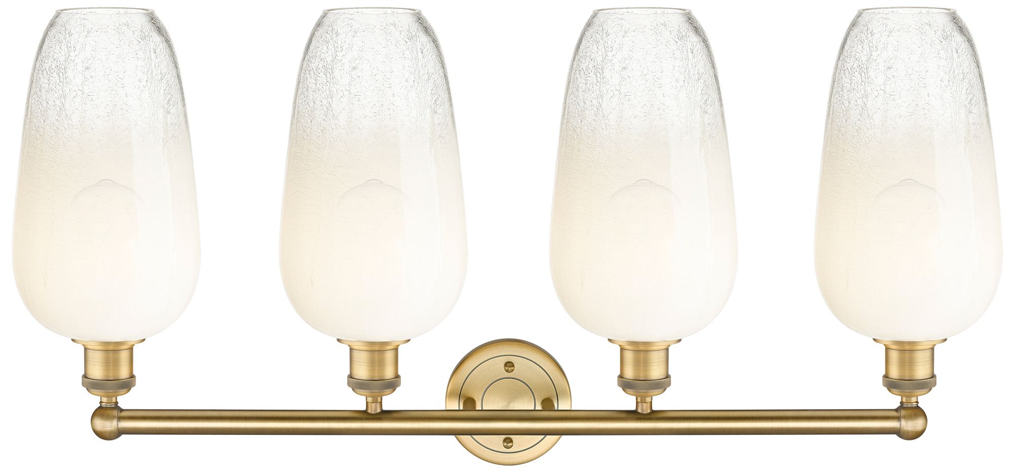 Image 2 Edison Brookhaven Flute 34"W 4-Lt Brushed Brass Vanity w/ Opal Shade more views