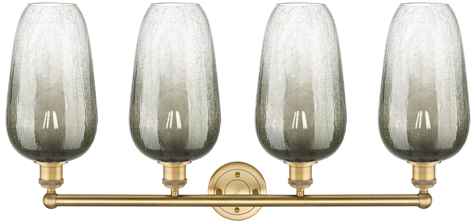 Image 2 Edison Brookhaven Flute 34"W 4-Lt Brushed Brass Vanity w/ Slate Shade more views