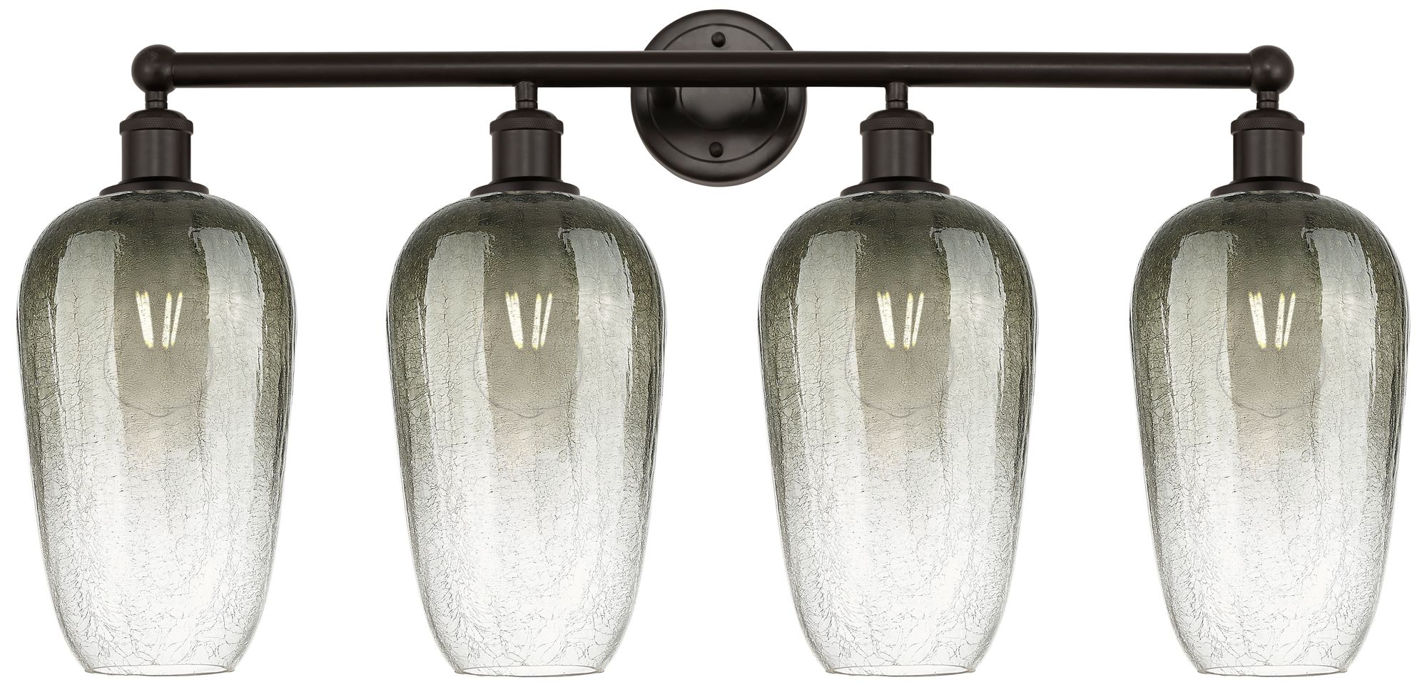 Edison Brookhaven Flute 34"W 4-Lt Oiled Bronze Vanity w/ Slate Shade