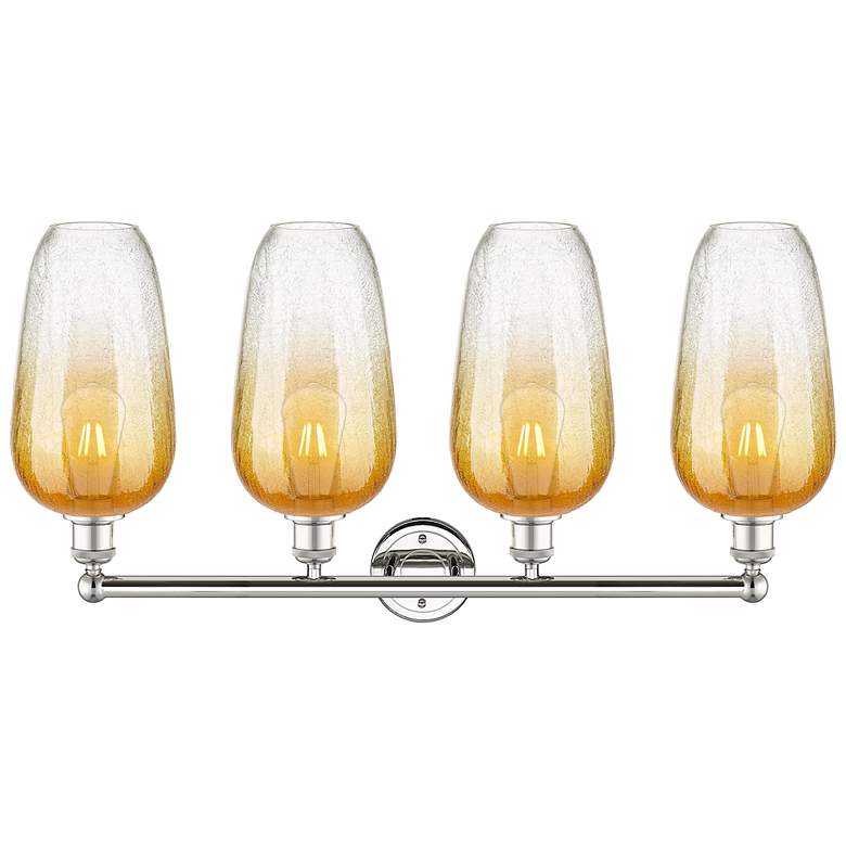 Image 2 Edison Brookhaven Flute 34"W 4-Lt Polished Nickel Vanity w/ Amber Shade more views