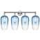 Edison Brookhaven Flute 34"W 4-Lt Polished Nickel Vanity w/ Sapphire Shade