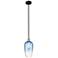 Edison Brookhaven Flute 7"W Black Brass Stem Pendant w/ Sapphire Shade