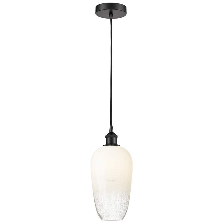 Image 1 Edison Brookhaven Flute 7"W Black Cord Hung Mini Pendant w/ Opal Shade