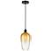 Edison Brookhaven Flute 7"W Black Cord Mini Pendant w/ Amber Shade