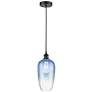 1_Edison Brookhaven Flute 7"W Black Cord Mini Pendant w/ Sapphire Shade