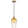 Edison Brookhaven Flute 7"W Brass Cord Mini Pendant w/ Amber Shade