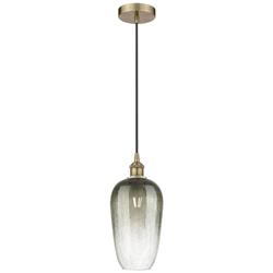 Edison Brookhaven Flute 7"W Brass Cord Mini Pendant w/ Slate Shade