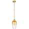 Edison Brookhaven Flute 7"W Brushed Brass Stem Pendant w/ Amber Shade