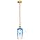 Edison Brookhaven Flute 7"W Brushed Brass Stem Pendant w/ Sapphire Shade