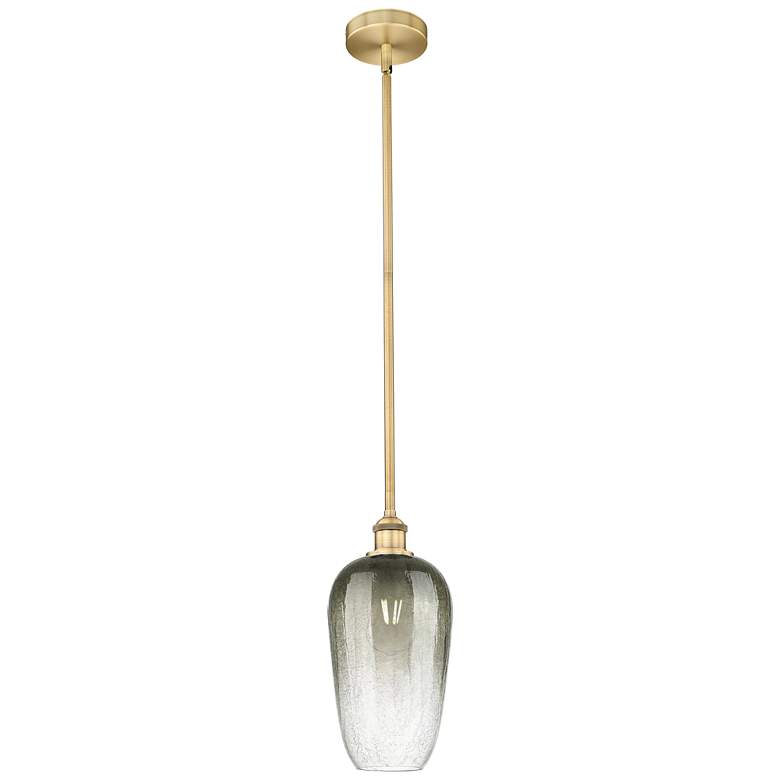 Image 1 Edison Brookhaven Flute 7"W Brushed Brass Stem Pendant w/ Slate Shade