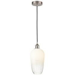 Edison Brookhaven Flute 7"W Brushed Nickel Cord Pendant w/ Opal Shade