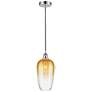 1_Edison Brookhaven Flute 7"W Chrome Cord Mini Pendant w/ Amber Shade